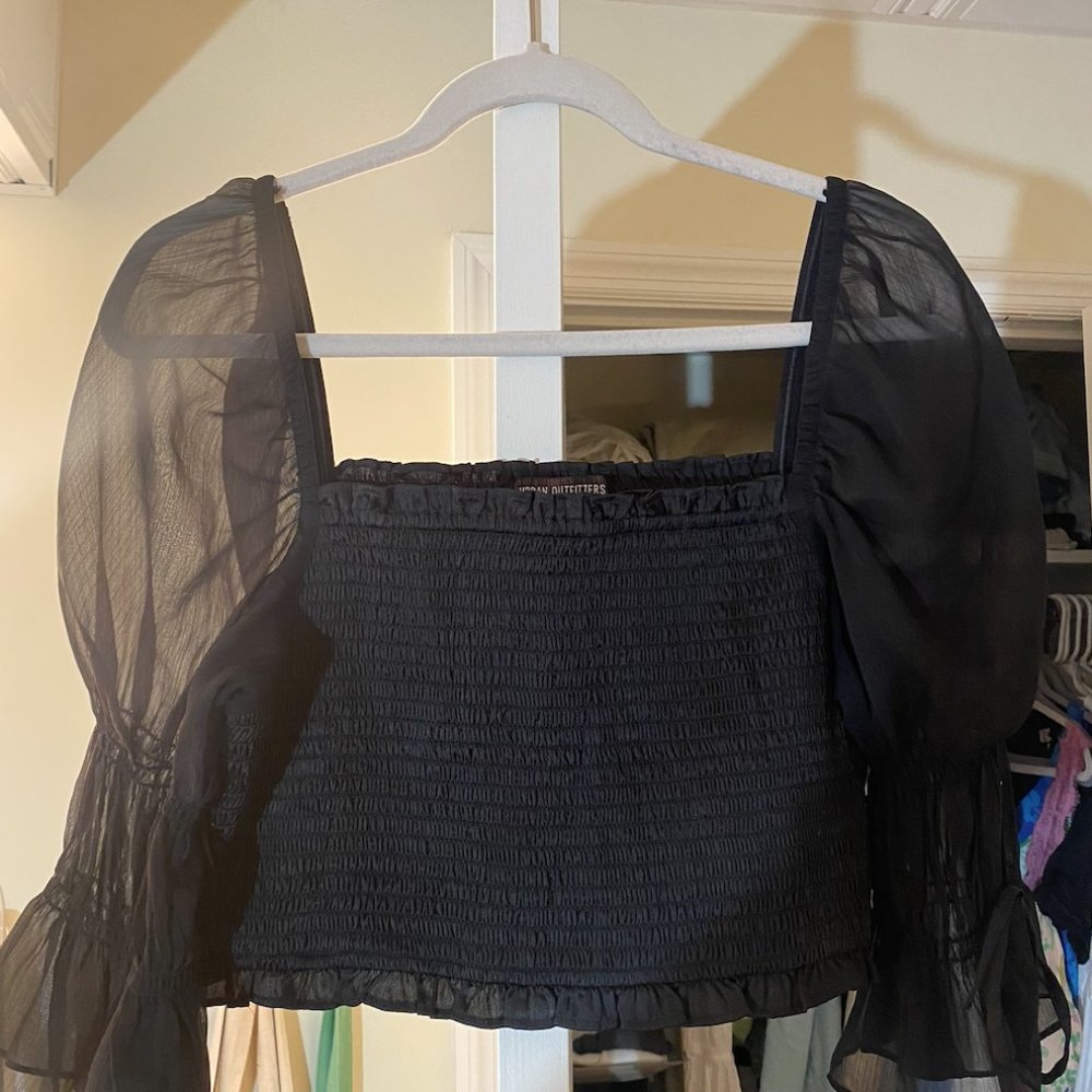 Black Sheer Sleeved Urban Outfitters Top, Large